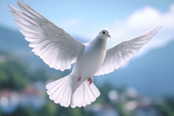 Dove in the air with wings wide open  Dove in the air with wings wide open