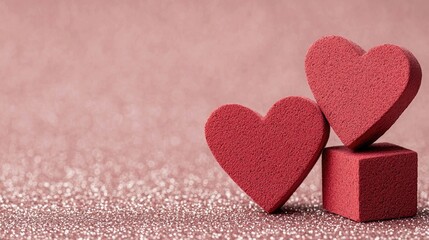 Fototapeta premium Celebrating love with heart-shaped decorations romantic setting decorative content soft textured environment close-up view sentimental concept
