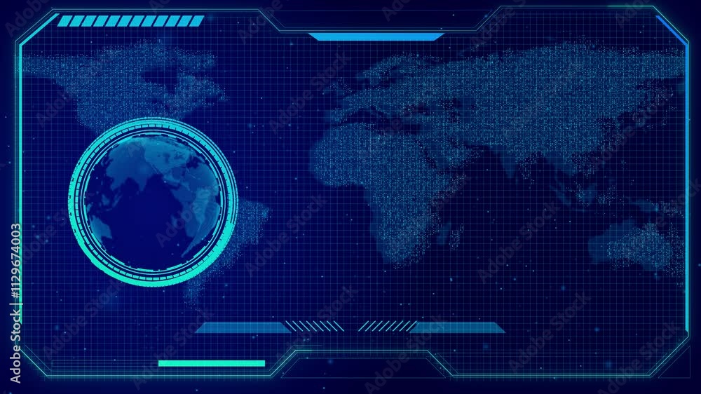 Poster futuristic technology globe in hologram globalization futuristic sci-fi hologram earth globe with gl