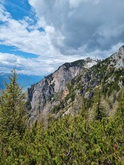 mountains with cloudy sky