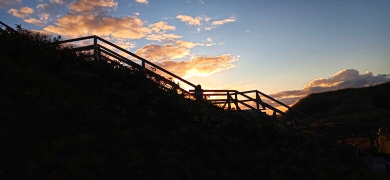Treppe zum Leuchtturm an einer D&uuml;ne auf Amrum