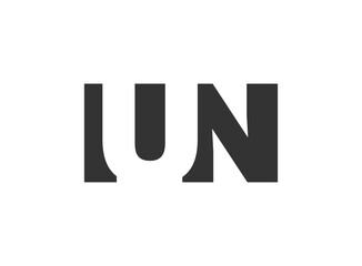 Obraz premium IUN logo design. Initial letter I U N bold font style for tech startups, consulting, corporate branding. Creative company name, headlines typography identity, trendy logotype.