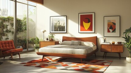 Modern Mid Century Bedroom Design With Sunlit Views