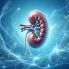 Kidney 3d organ  in a white background
