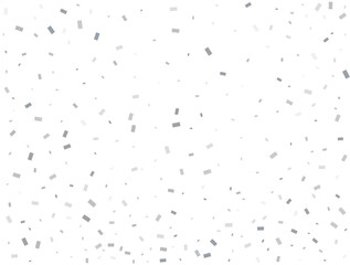 Magic silver Rectangular glitter confetti background. White festive texture.