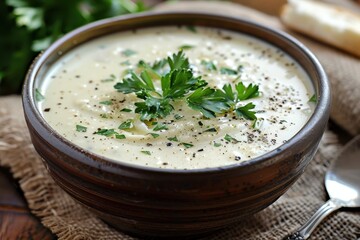 Cauliflower soup with creamy herbs and parsley