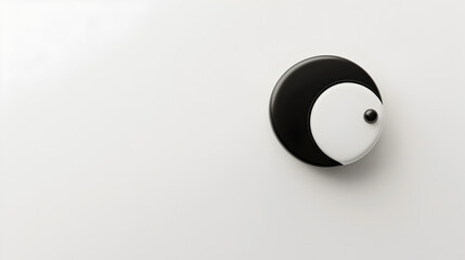 A simplistic image of a yin-yang symbol, representing the balance of opposites in Taoism. Yin-yang symbol minimalist design.