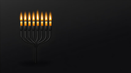 A vector of a menorah with candles lit, symbolizing Judaism. Simple menorah design.