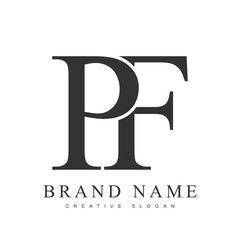PF trendy logotype template. Initial letter p and f classic font style. Creative logo for company name or identity.
