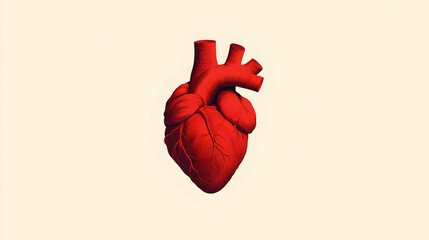 A minimalist design of the human heart, shown with clean, smooth curves and minimal detail. Minimalist human heart illustration.