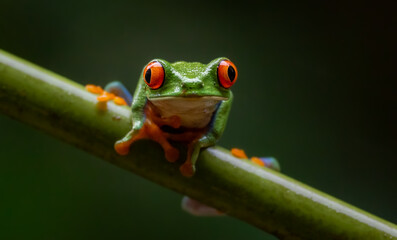 Obraz premium Red-eyed tree frog in the rainforest of Costa Rica