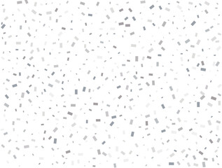 Magic silver Rectangular glitter confetti background. White festive texture.