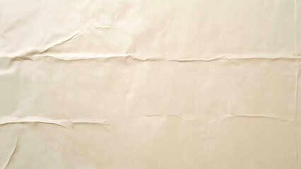 Close-up of a cream-colored, crumpled paper sheet, showcasing the aged folds and creases on its surface, set against a plain white background.