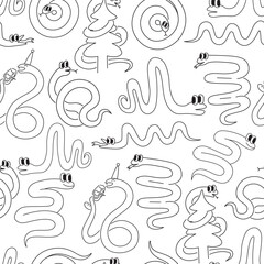 seamless pattern with snakes in doodle style in vector. Element for fabric print background wrapping banner textile packaging wallpaper