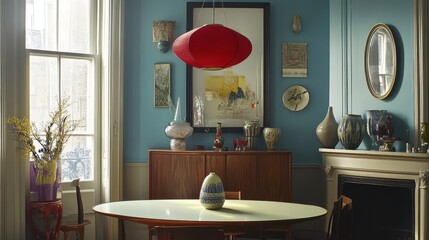Elegant Dining Room Decorated With Vintage Asian Inspired Accents