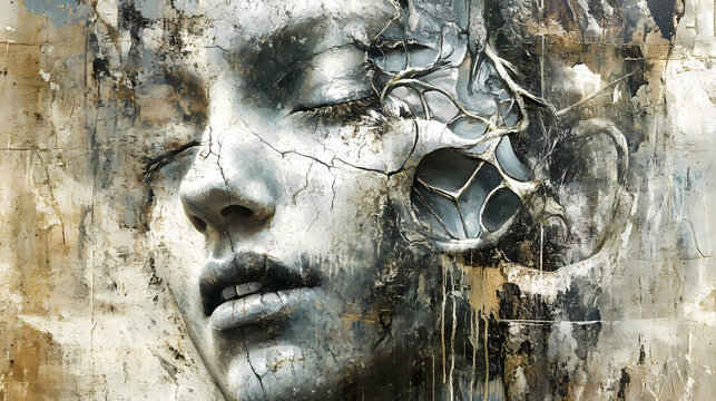 Mixed media art: exploring the paradoxical complexity of human emotions and abstract expression. Paradox. Illustration