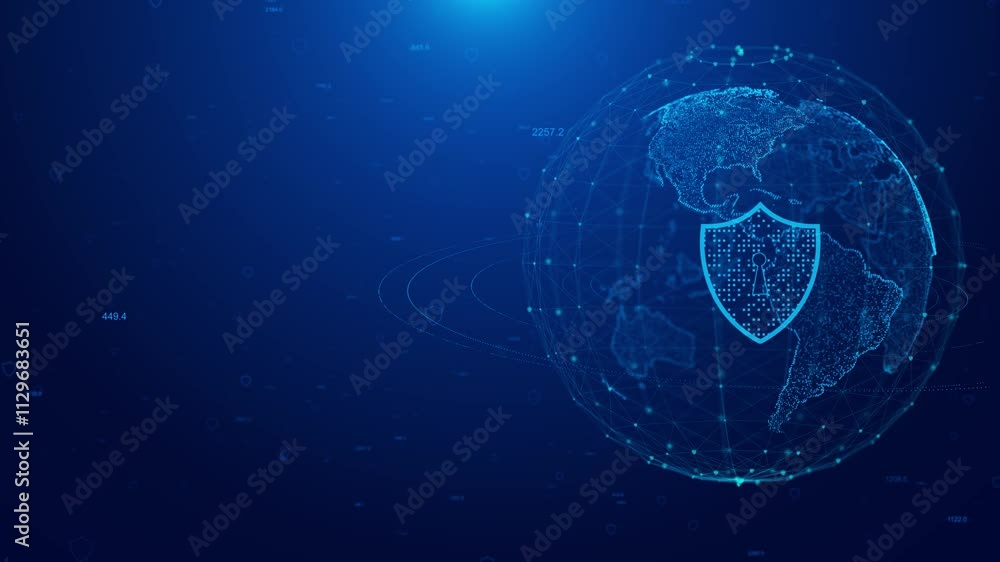 Aufkleber shield icon cyber security secure network shield, illustrating concepts of data protection on a glob