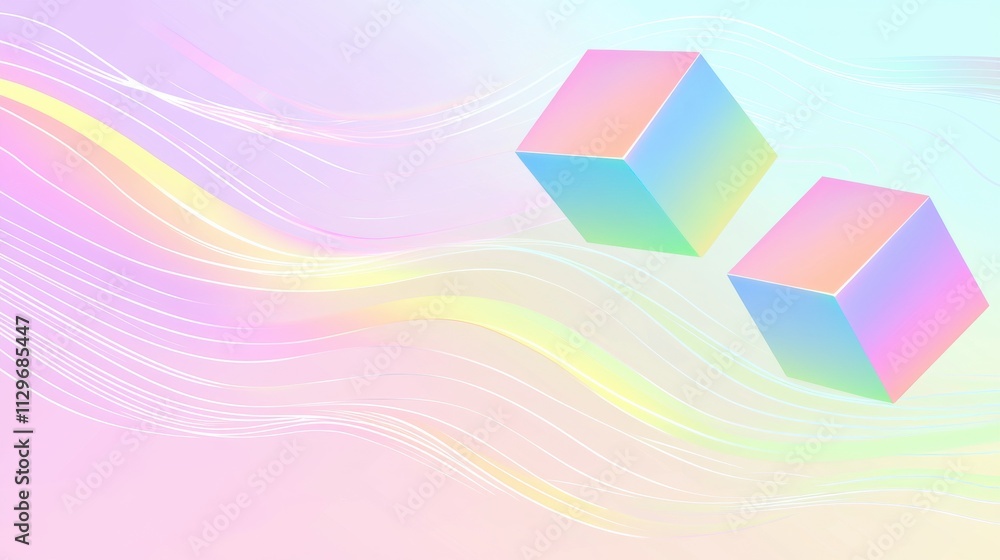 Poster dynamic geometric shapes in abstract design digital art colorful background modern viewpoint