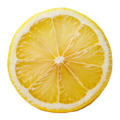 Juicy lemon slice showing refreshing citrus fruit on transparent background