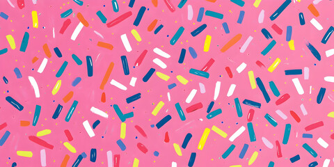 Playful pink backdrop with vibrant sprinkles creating a trendy design, AI Generated