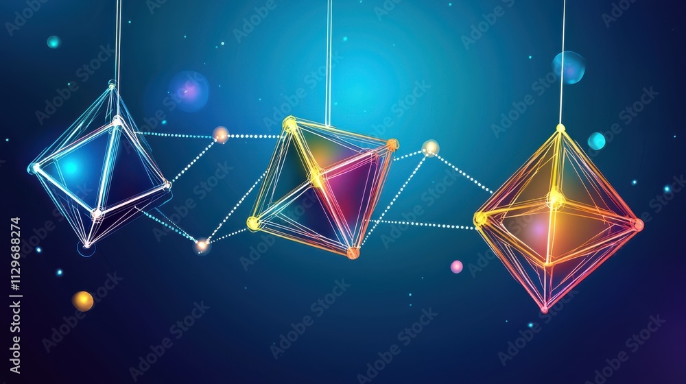 Aufkleber dynamic geometric shapes in abstract design digital art colorful background creative viewpoint