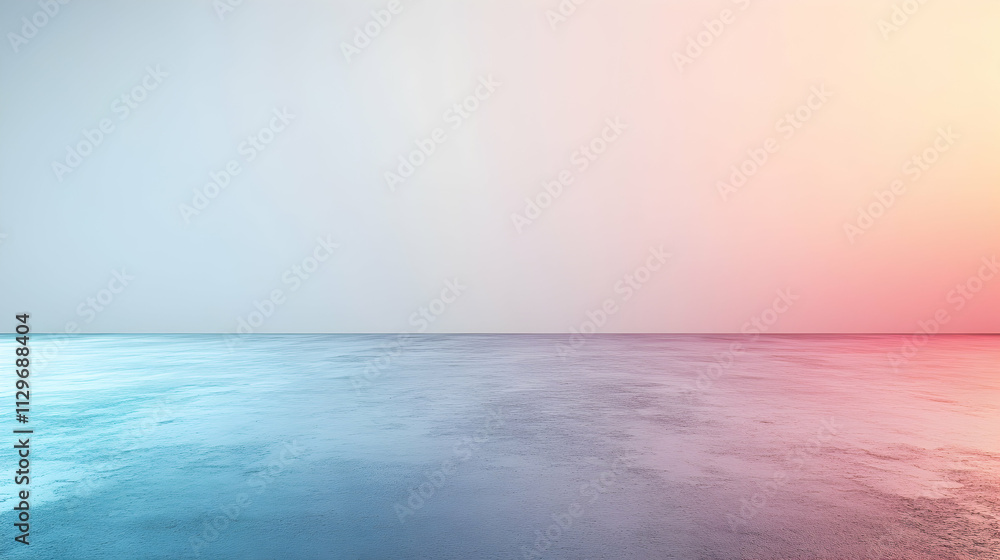 Poster polished cement floor extending into a minimalist gradient background for product showcases -
