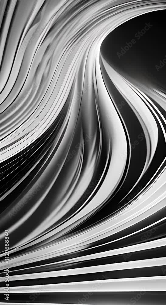 Poster dynamic black and white speed lines abstraction 4k vertical