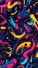 Obraz premium Abstract vibrant graffiti art with bold shapes and vivid colors in a modern urban style