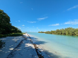 panorama landscape view of Holbox Island in Mexico, a stunning tropical paradise known for its...
