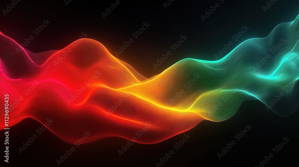 Poster abstract vibrant wave design created with ai. gradient colors flow smoothly across dark background. 