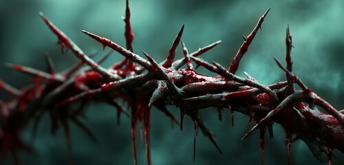 Crown of Thorns with Blood Droplets in Dramatic Lighting