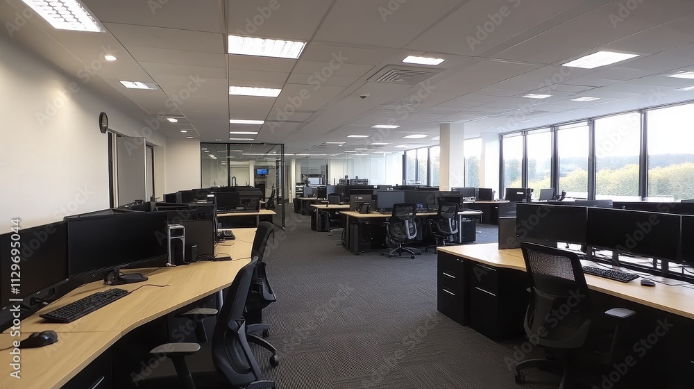 Aufkleber modern office workspace with multiple computer stations