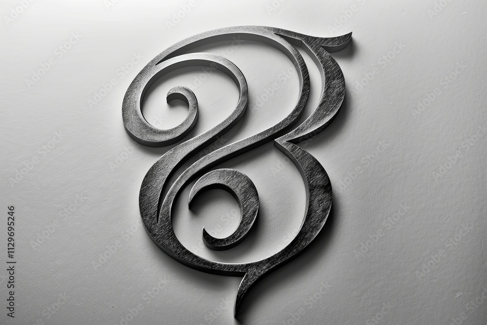 Aufkleber elegant carved design in dark wood with intricate swirls and curves on a light background. generativ