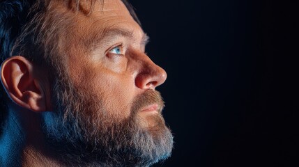 Profile of a Man with Beard and Thoughtful Expression
