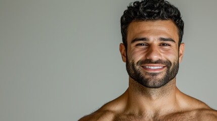 Fototapeta premium Happy Man Portrait with Toned Physique