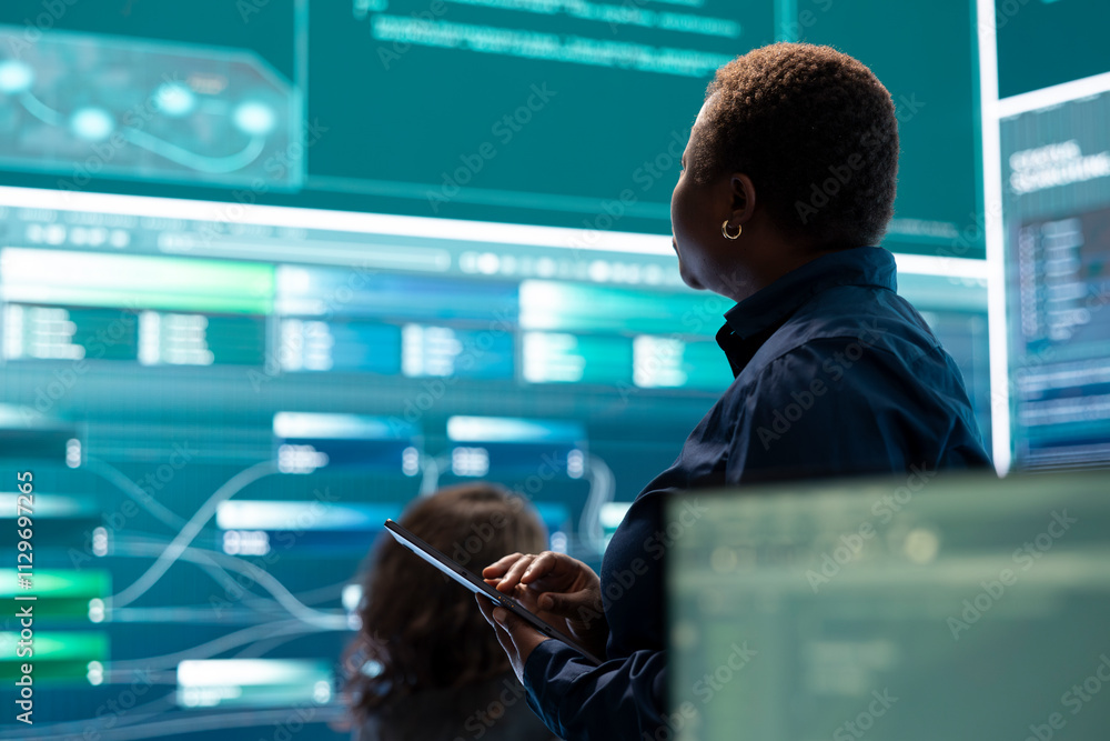 Poster governmental hackers execute cyber attacks by breaking passwords, compromising online security. spec