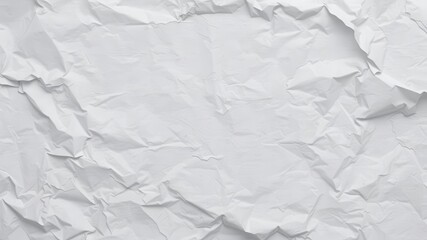 Fototapeta premium A close-up of a crumpled white paper poster with visible wrinkles and creases, white, creases