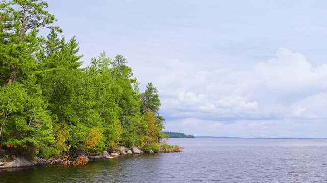 The beautiful Rainy Lake and forests of Voyageurs National Park in northern Minnesota along the border of Canada.