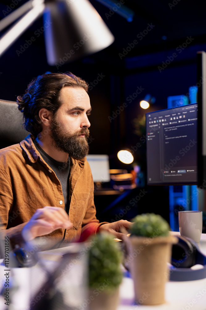 Poster computer technician securing company servers from ddos attacks to avoid unwanted failures. it specia
