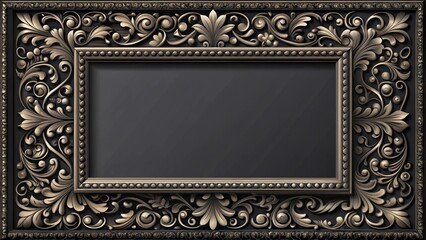 Black frame with intricate decoration, , frame, black, decoration, elegant, intricate, design, stylish, modern, interior