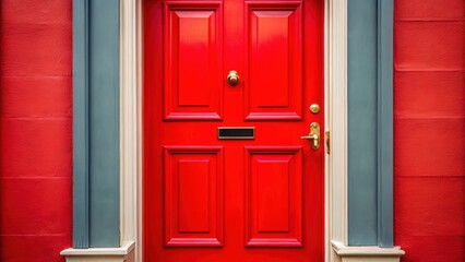 Close up of a vibrant red front door, red, front, door, entrance, close up, home, house, exterior, architecture