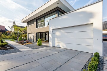 Contemporary white sectional garage door