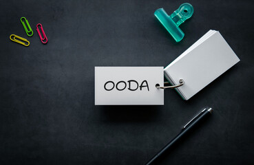 There is word card with the word OODA. It is an abbreviation for Observe, Orient, Decide, Act as...
