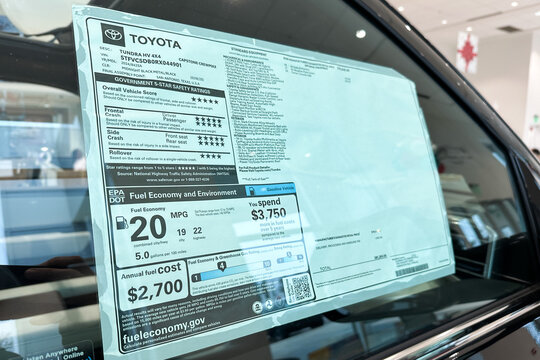 Dealers window sticker MSRP price on a new Toyota Tundra vehicle