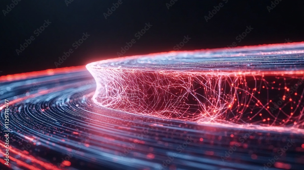 Aufkleber futuristic abstract render of dynamic waveform with glowing lines and neon colors, perfect for techn