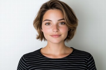 Obraz premium portrait of a young woman with wavy brown hair