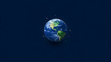 Naklejka premium A simple representation of the Earth with a few stars surrounding it, symbolizing space research. Earth and stars minimalist design.