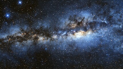 Obraz premium Stunning cosmic background image of a nebula with bright stars and dark interstellar dust. Perfect for design projects.