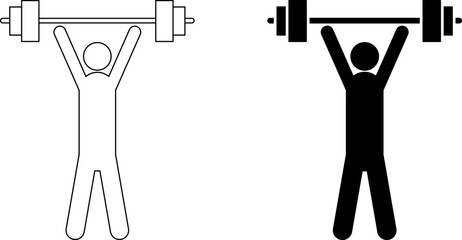 outline silhouette weightlifting icon set