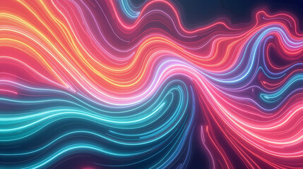 Obraz premium Vibrant neon waves abstract background in pink and blue